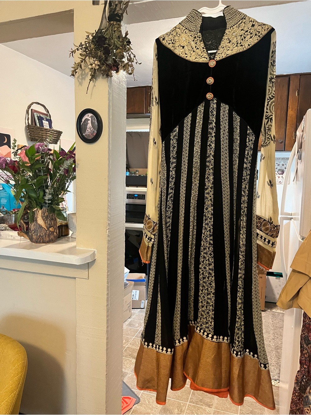 One of a Kind, Vintage, Elegant Renaissance Dress with Beading Detail